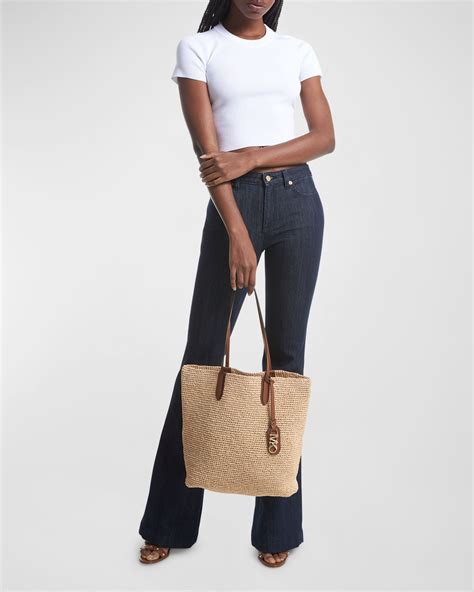 straw bag michael kors|Michael Kors straw tote bag.